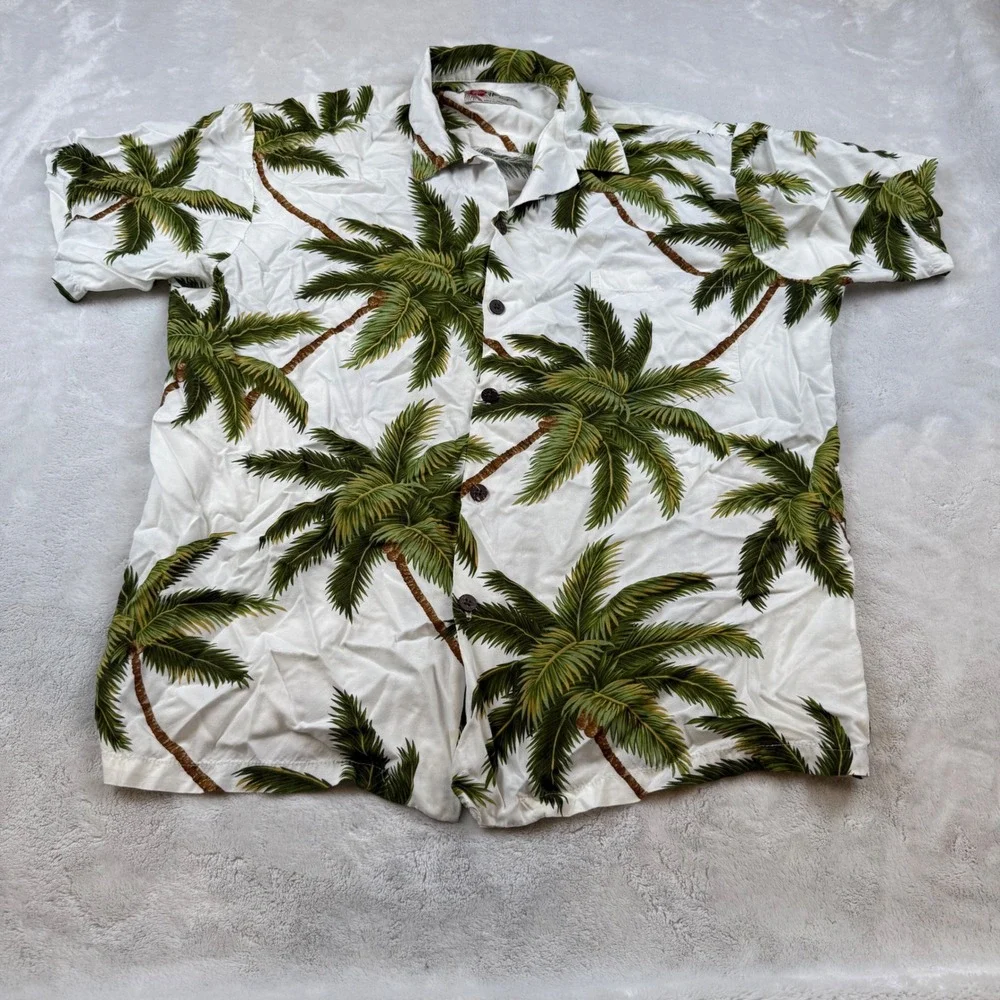 Hilo Hattie The Hawaiian Original Palm Tree Aloha Shirt Men's Large - Picture 1 of 6